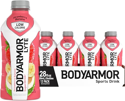 BODYARMOR LYTE Sports Drink Low-Calorie Sports Beverage, Strawberry Banana, Coconut Water Hydration, Natural Flavors With Vitamins, Potassium-Packed Electrolytes, Perfect For Athletes, 16 Fl Oz (Pack of 12)
