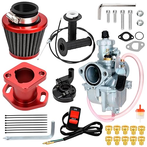 FVRITO VM22 26mm Carburetor Throttle Assembly Main Jets Kit for Predator 212cc 224cc 196cc Non Hemi Coleman CT200U BT200X Mini Bike KT196 Go Kart 6.5HP GX160 Clone Engine Baja MB200 Performance Parts