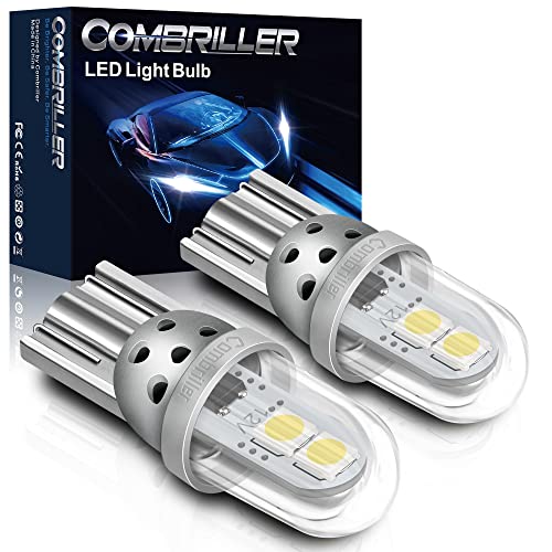 Combriller 194 LED Bulb White 6000K Super Bright 168 2825 W5W T10 LED Bulbs with Protective Cover and Hollow Design Led Replacement Bulbs for Dome Map Door Courtesy Trunk Parking Lights, Pack of 2