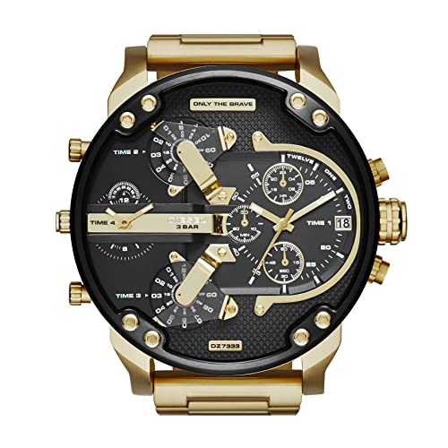 Diesel Mr. Daddy 2.0 Stainless Steel Chronograph Men's Watch, Color: Black, Gold (Model: DZ7333)