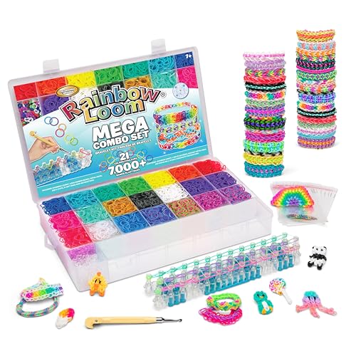 Rainbow Loom MEGA Combo Set, Features 7000+ Colorful Rubber Bands, 2 step-by-step Bracelet Instructions, Organizer Case, Great Gift for Kids 7+ to Promote Fine Motor Skills (Packaging May Vary)