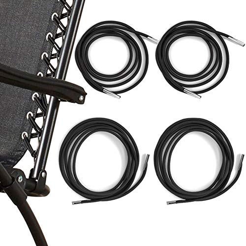 Bealuffe Replacement Cords for Zero Gravity Chair 4 Cords Patio Recliner Repair Laces for Lounge Chair Bungee Chair Antigravity Chair (Black)