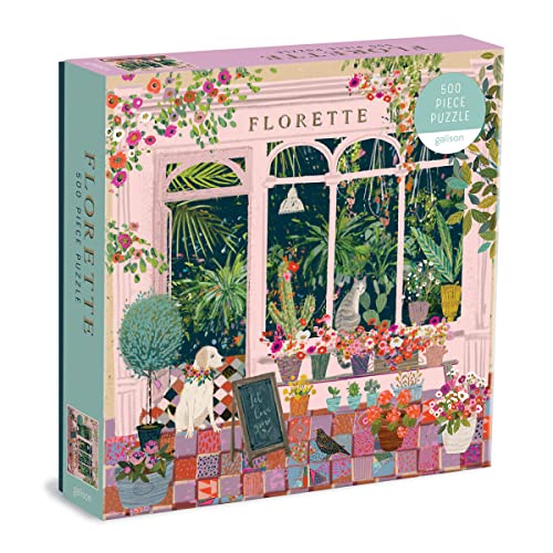 Galison Florette Puzzle, 500 Pieces, 20” x 20” – Floral Jigsaw Puzzle with a Beautiful Illustration by Victoria Ball – Thick Sturdy Pieces, Challenging Family Activity, Makes a Great Gift