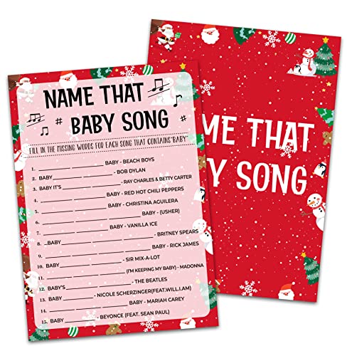 Baby Shower Game Cards, Baby Song Game, Christmas Party Cards For Gender Neutral Boys or Girls, Set of 30 Cards(Chris001)