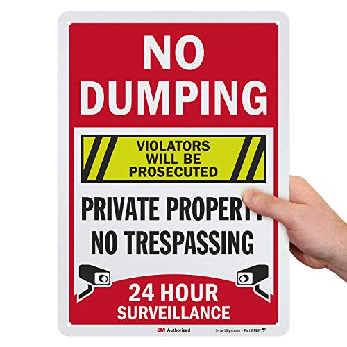 SmartSign “No Dumping - Private Property, No Trespassing, Violators Will Be Prosecuted” Sign | 10' x 14' 3M Engineer Grade Reflective Aluminum