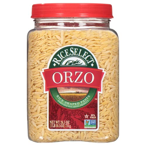 RiceSelect Orzo Pasta, Premium Rice-Shaped Pasta, Star K-Kosher and Non-GMO Pasta, 26.5-Ounce Jar