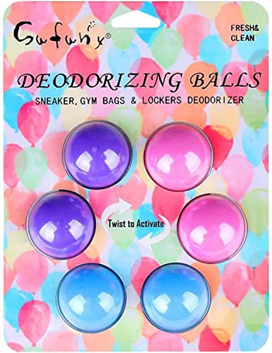 Sufuny Sneaker Deodorizer Balls, Shoe Deodorant Balls for Sneakers,Gym Bags and Lockers Odor Eliminators Air Fresheners Ball 6 Pack