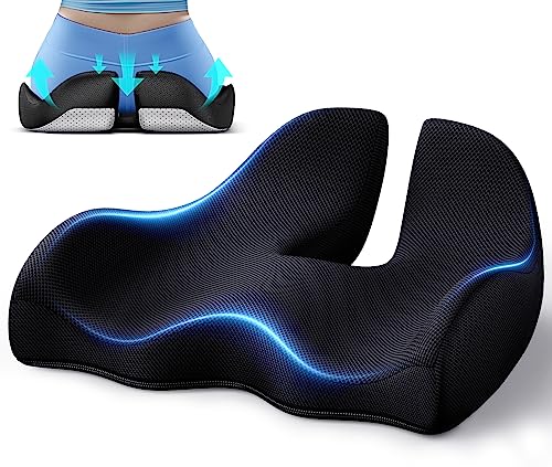 Benazcap X Large Memory Seat Cushion for Office Chair Ergonomic Cushions Pad Pillow for Pressure Relief Sciatica & Pain Relief Memory Foam for Long Sitting for Gaming Chair and Car Seat Black