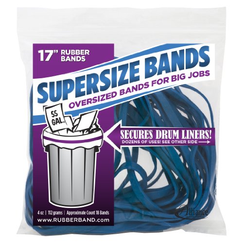 Alliance Rubber 08995 SuperSize Bands, 17' Blue Large Heavy Duty Latex Rubber Bands (4 ounce resealable bag contains approx. 12 bands)