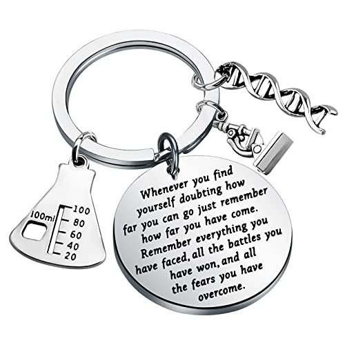 Lywjyb Birdgot Biology Chemistry Keychain Gift For Science Graduation Microscope Charms Keychain (Biology Chemistry key)