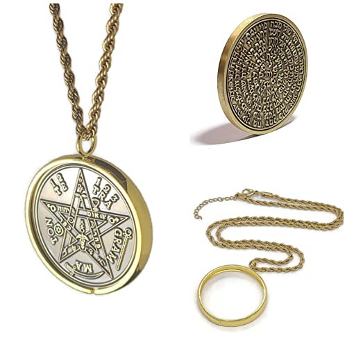 Tetragrammaton + 72 names of God + 1FitAll King Solomon Coin bezel kabbalah seal talisman Necklace