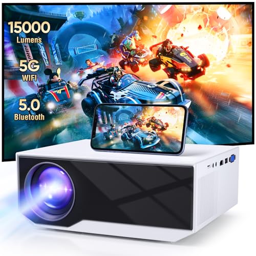 2024 Newest Projector with Wifi Bluetooth, 15000lux 500ANSI Native 1080P Bluetooth Mini Projector For Outdoor Home Movie 300', Compatible with Iphone Android / Ipad/ Laptop/ TV Stick