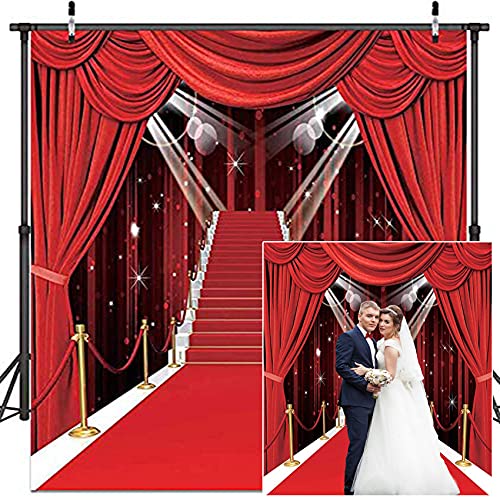 Hollywood Theme Party Decorations Photo Backdrops Red Carpet Backgrounds Vinyl Photography Background Backdrops for Wedding Birthday Party Decoration 5x7ft 053