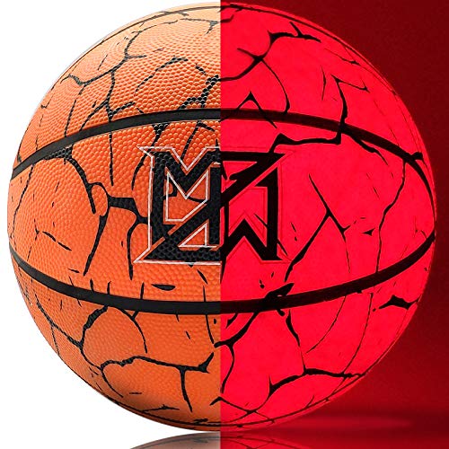 Light Up Basketball Night Light - Waterproof Glow Basketball with Two High Bright LEDs Perfect Glow in The Dark,Official Size 7& Weight with Pump for Man Teen Boy for Gift Toys