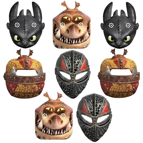 Unique How to Train Your Dragon Party Paper Masks - Assorted Designs, 8 Pcs