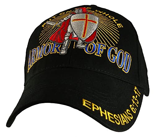 Put on the Whole Armor of God Embroidered Baseball Cap, Black, Adjustable