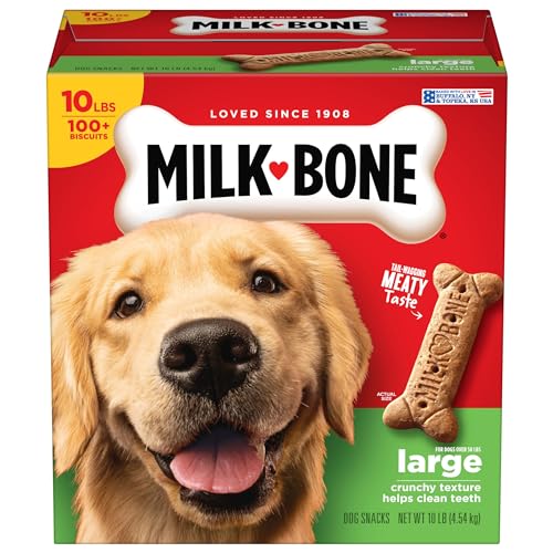 Milk-Bone Original Dog Treats for Large Dogs, 10 Pound, Crunchy Biscuit Helps Clean Teeth