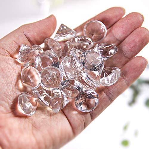 20mm (0.8in) Crystal Diamond Jewel Home Decor, Wedding Table Decoration, Glass Paperweight Pack of 36 (clear)