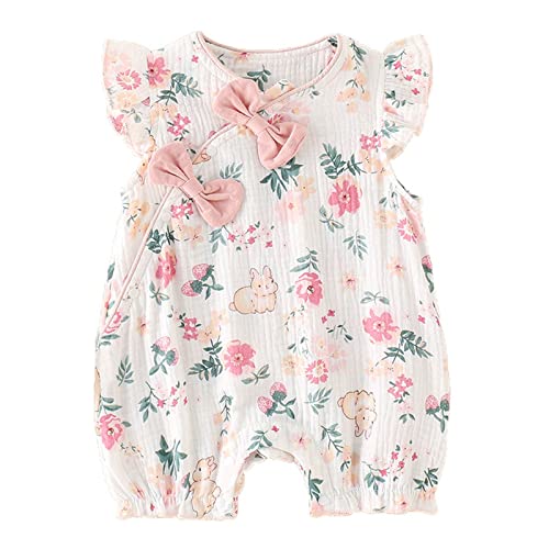 ZHICHUANG Kids Harem Romper Newborn Baby Girl Romper Crushed Floral Fly Sleeve Outside Bodysuit Romper