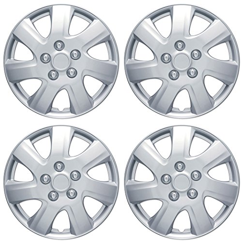 BDK KT-1021-16 King1 Silver Hubcaps Wheel Covers for Toyota Camry 2006-2014 16” – Four (4) Pieces Corrosion-Free & Sturdy – Full Heat & Impact Resistant Grade – OEM Replacement, 4 Pack