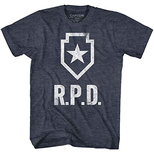 Resident Evil Horror Syfy Film Video Game Raccoon Police Department T-Shirt Tee Navy Heather