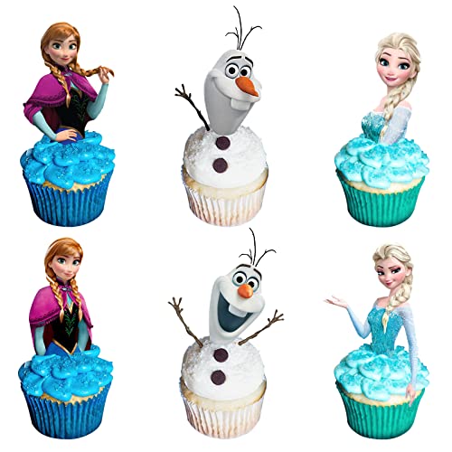 48 Pcs Ice Princess Cupcake Toppers for Kids Birthday Party - Snow and Ice Theme Birthday Party Decoration Supplies - Cake Topper for Cartoon Party Supplies