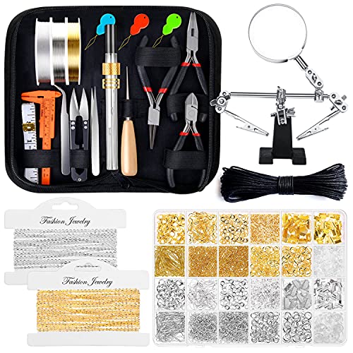 shynek Jewelry Making Kits for Adults, Jewelry Making Supplies Kit with Jewelry Making Tools, Earring Charms, Jewelry Wires, Jewelry Findings and Helping Hands for Jewelry Making and Repair