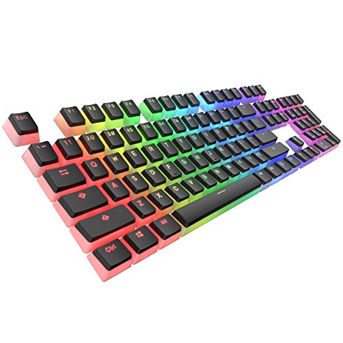 TECWARE Pudding PBT Keycaps Set with Keycap Puller - Full Keys 112 Keys, Double-Shot for Mechanical Keyboards, OEM Profile, Clear and Black Jelly-Style Gaming Keycaps (US, ANSI)