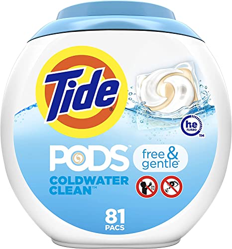 Tide PODS Free & Gentle Laundry Detergent Soap Pods, 81 count (Pack of 1)