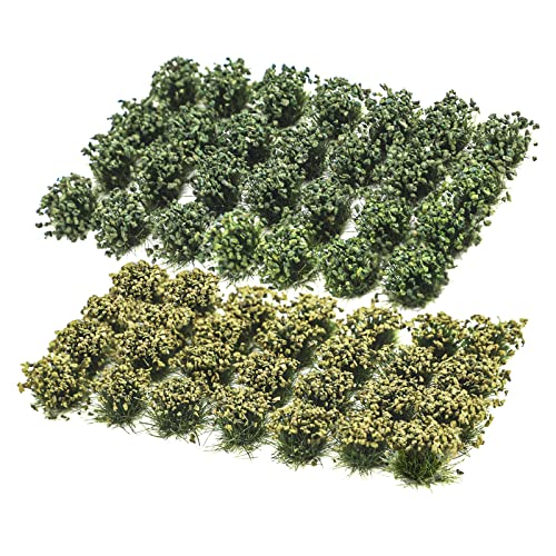 FOIMAS 56pcs Miniature Green Bushy Tufts Lowland Shrubs Tuft Terrain Model Static Scenery for DIY Craft Train Landscape Railroad Scenery Sand Military Layout Model War Gaming Terrain