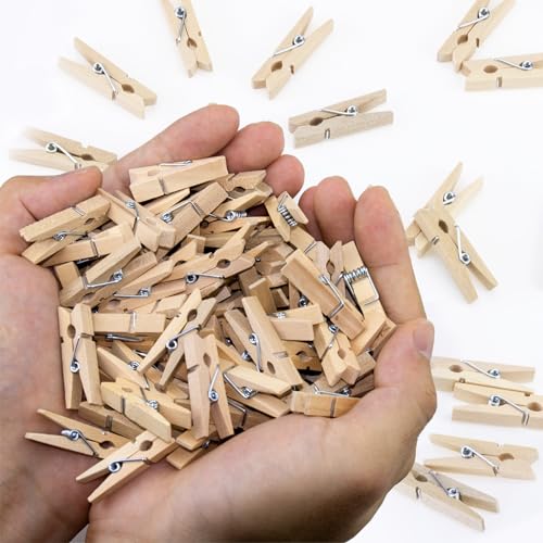 1.4 Inch Mini Clothes Pins for Photo, 130 Pcs Small Clothes Pins, Wooden Clothespins for Baby Shower, Party, Crafts DIY Project