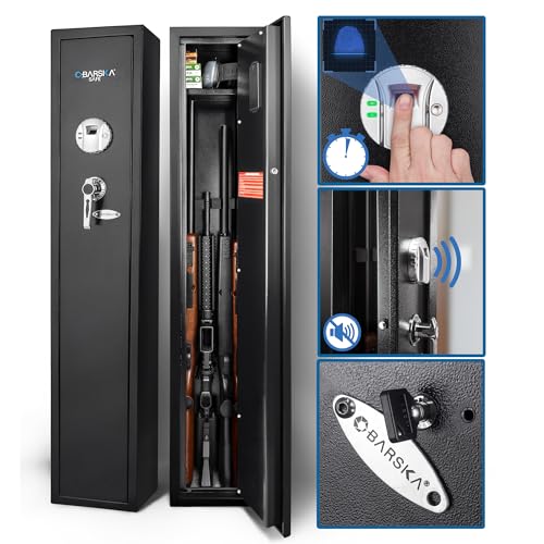 Barska Quick and Easy Access Biometric Rifles, Firearms and Long Guns Safe for Home, Removable Shelf, Optional Silent Mode, 1.83 Cubic Ft