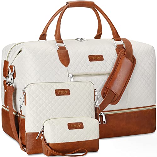 Weekender Bag for Women, Travel Duffel Bag Carry On Overnight Bag with Shoe Compartment Large Nylon Travel Weekend Tote Bag