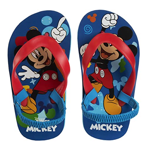 Disney Boys Character Flip Flops Sandals Kids Water Shoes - Mickey Mouse Thong Beach Slides Summer Slip On Quick Dry (size 7-8 Toddler)