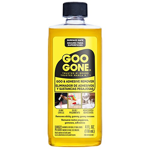 Goo Gone Original Adhesive Remover - 4 Ounce - Surface Safe Adhesive Remover Safely Removes Stickers Labels Decals Residue Tape Chewing Gum Grease Tar