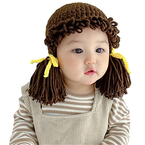 Qhome Girls Crocheted Cabbage Patch Clown Pigtail Costumes Hat Halloween Wig Funny Hat Carnival Winter Hat for Kids