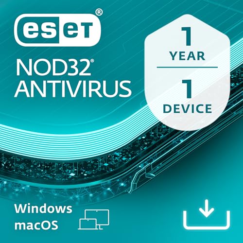 ESET NOD32 Antivirus | 2024 Edition | 1 Device | 1 Year | Antivirus Software | Gamer Mode | Small System Footprint | Official Download with License