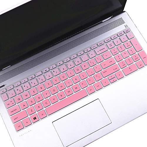 Keyboard Cover for HP Laptop 15-db 15-dw 15-dy 15-da 15-bs/bw 15-ef 15t 15z 15.6' Model 15-db0011dx 15-dy1043dx/dy1051wm 15-dw0037wm/dw1083wm 15-ef1001ds, HP 17-by/bs/ca 17.3 Keyboard Skin, Ombre Pink