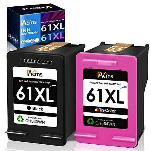 FACMS Remanufactured 61 XL Ink Cartridges Replacement for HP 61XL 61 XL Ink Cartridges Combo to use with Envy 4500 5530 5535 Deskjet 2540 1010 Officejet 4632 4634,(1 Black,1 Tri-Color, 2 Pack)