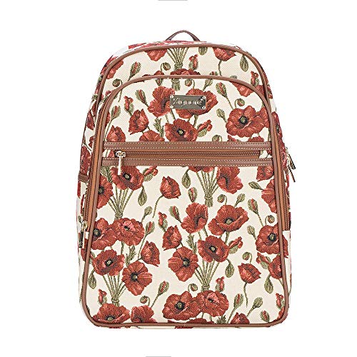 Signare Tapestry Backpack for Women Computer Rucksack Knapsack bookbags for women In Poppy Floral Design (BKPK-POP)