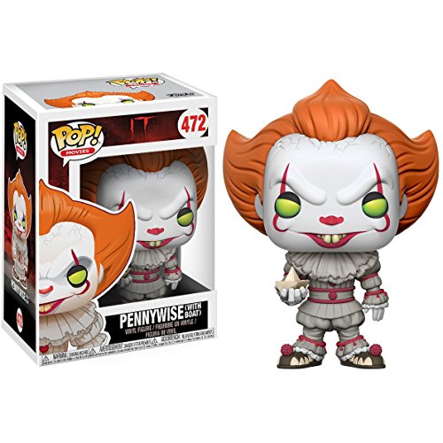 Pennywise [w/ Boat]: Funko POP! Movies x It Vinyl Figure + 1 Classic Horror & Sci-fi Movies Trading Card Bundle (20176)