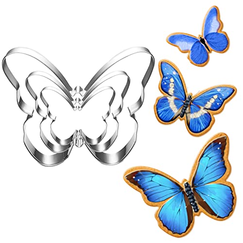 Butterfly Cookie Cutter Set-Size 3.9' 3.1' 2.4'-3 Piece-Butterfly Fondant Biscui Cutters