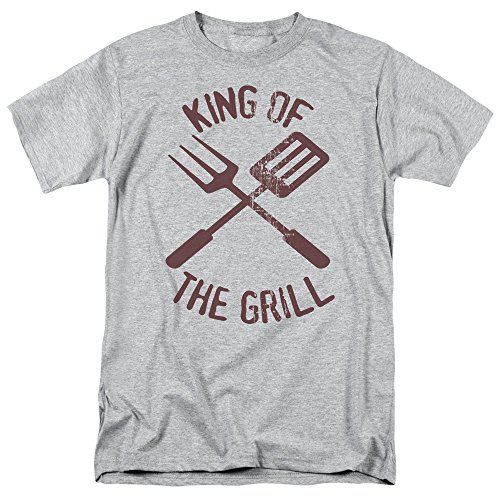 King of The Grill Funny Barbeque BBQ T-Shirt, Medium Grey