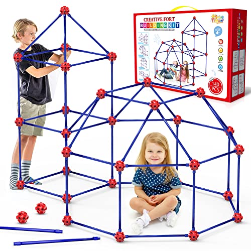 Fort Building Kit for Kids,STEM Construction Toys, Educational Gift for 4 5 6 7 8 9 10 11 12 Years Old Boys and Girls,Ultimate Creative Set for Indoor & Outdoors Activity,140 Pcs,Original