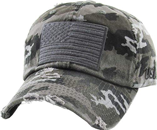 KBVT-209 BLK-CAM Tactical Operator with USA Flag Patch US Army Military Baseball Cap (Adjustable, (209) Black Camo)
