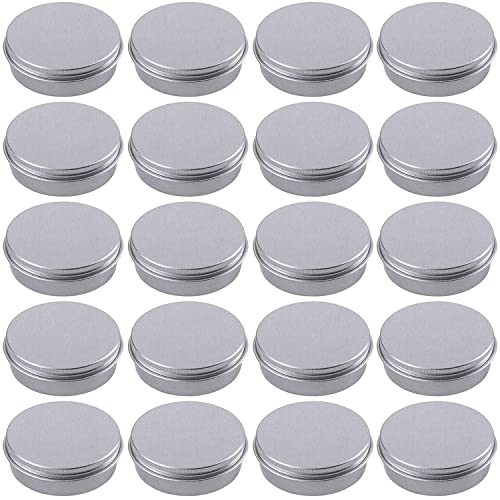 20 Pack 1 Ounce Aluminum Tin Jar Refillable Containers 30ml Aluminum Screw Lid Round Tin Container Bottle for Cosmetic,Lip Balm, Cream