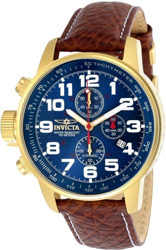 Invicta Men's I-Force Left Handed Quartz Watch with Leather Strap, Brown (Model: 3329)