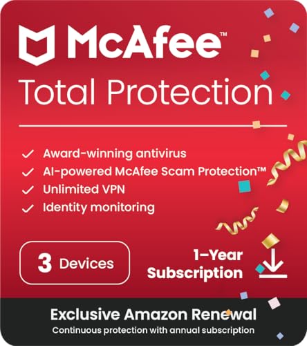 McAfee Total Protection 2024 | 3 Device | Cybersecurity Software Includes Antivirus, Secure VPN, Password Manager, Dark Web Monitoring