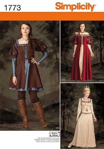 Simplicity 1773 Women's Medieval Dress Ren Faire Costume Sewing Pattern, Sizes 6-14