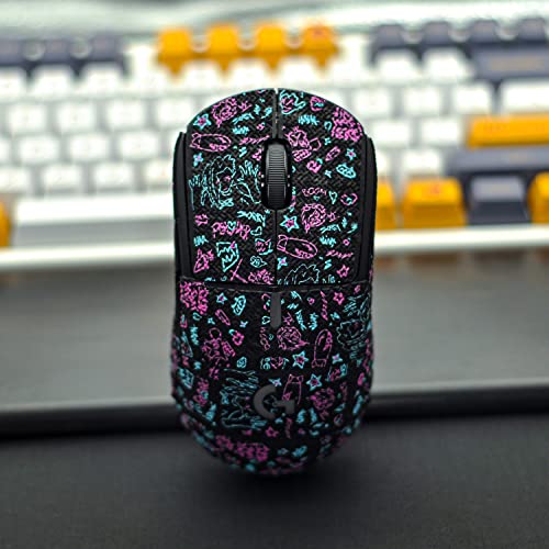 Hokeyio Mouse Grip Tape Full Coverage for Logitech G Pro X Superlight Without Mouse Neon Full Noctilucent
